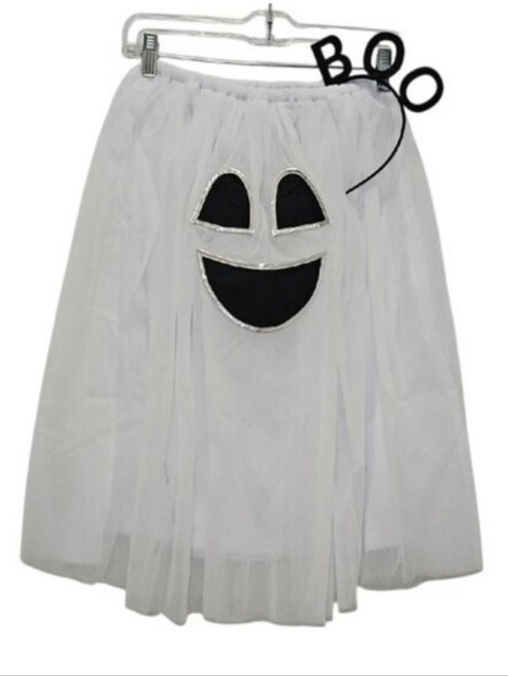 Tipsy Elves White Ghost Tulle Skirt Costume w/ Boo Headband Accessory New Medium